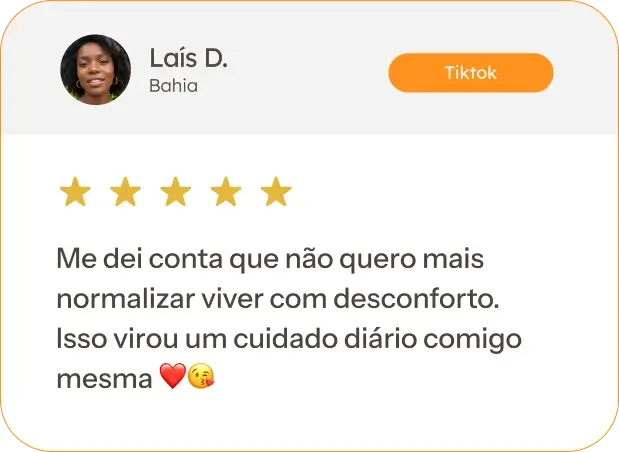 Avaliação 5 estrelas de Laís D. da Bahia sobre o Drenna+ — cuidado diário consigo mesma