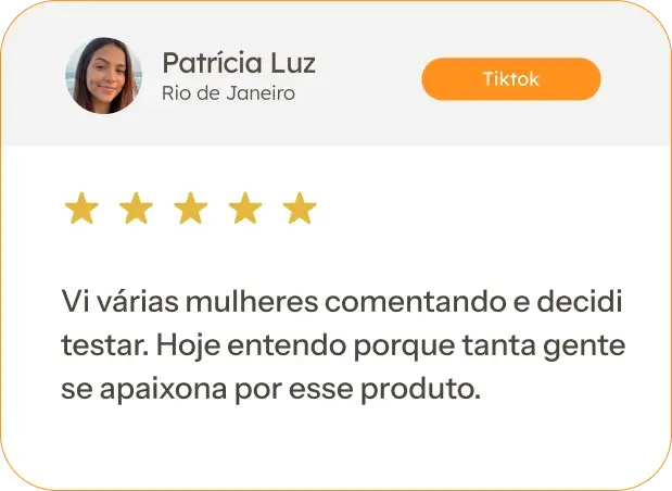 Avaliação 5 estrelas de Patrícia Luz do Rio de Janeiro sobre o Drenna+ — entendeu porque tanta gente se apaixona